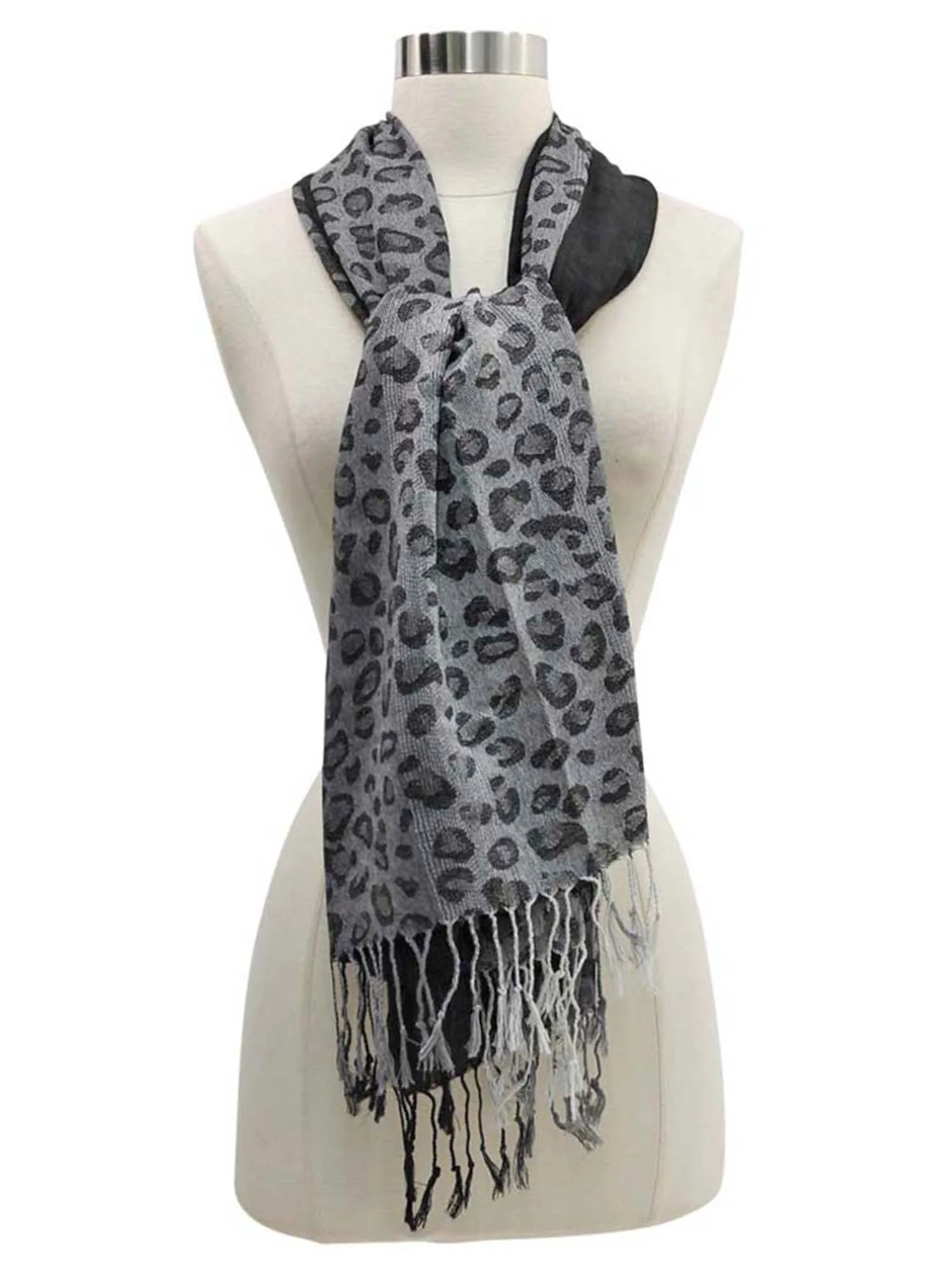 Black Leopard Spot Pashmina Shawl Scarf