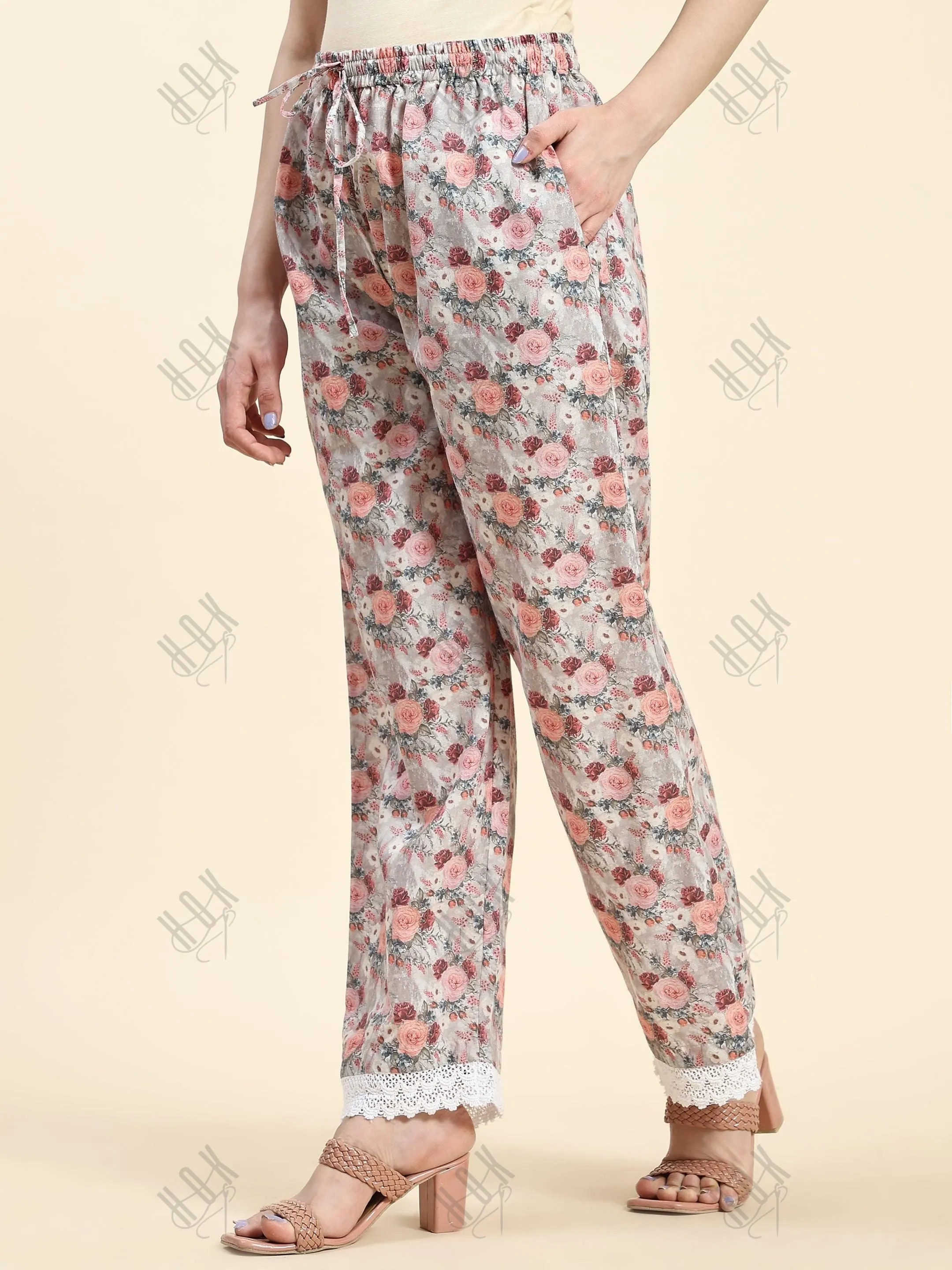 Samma Chikankari CO-ORD Set In Mul Cotton for Women In Pink