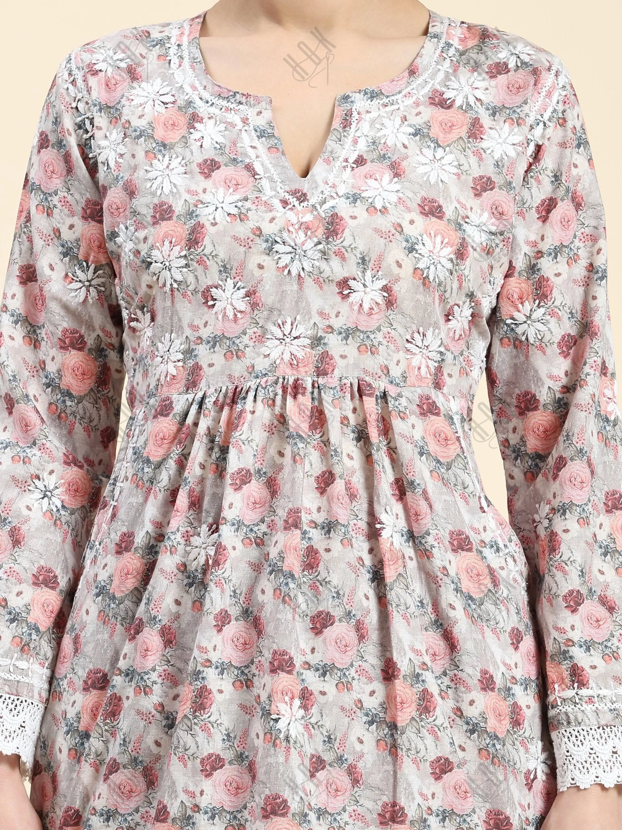 Samma Chikankari CO-ORD Set In Mul Cotton for Women In Pink
