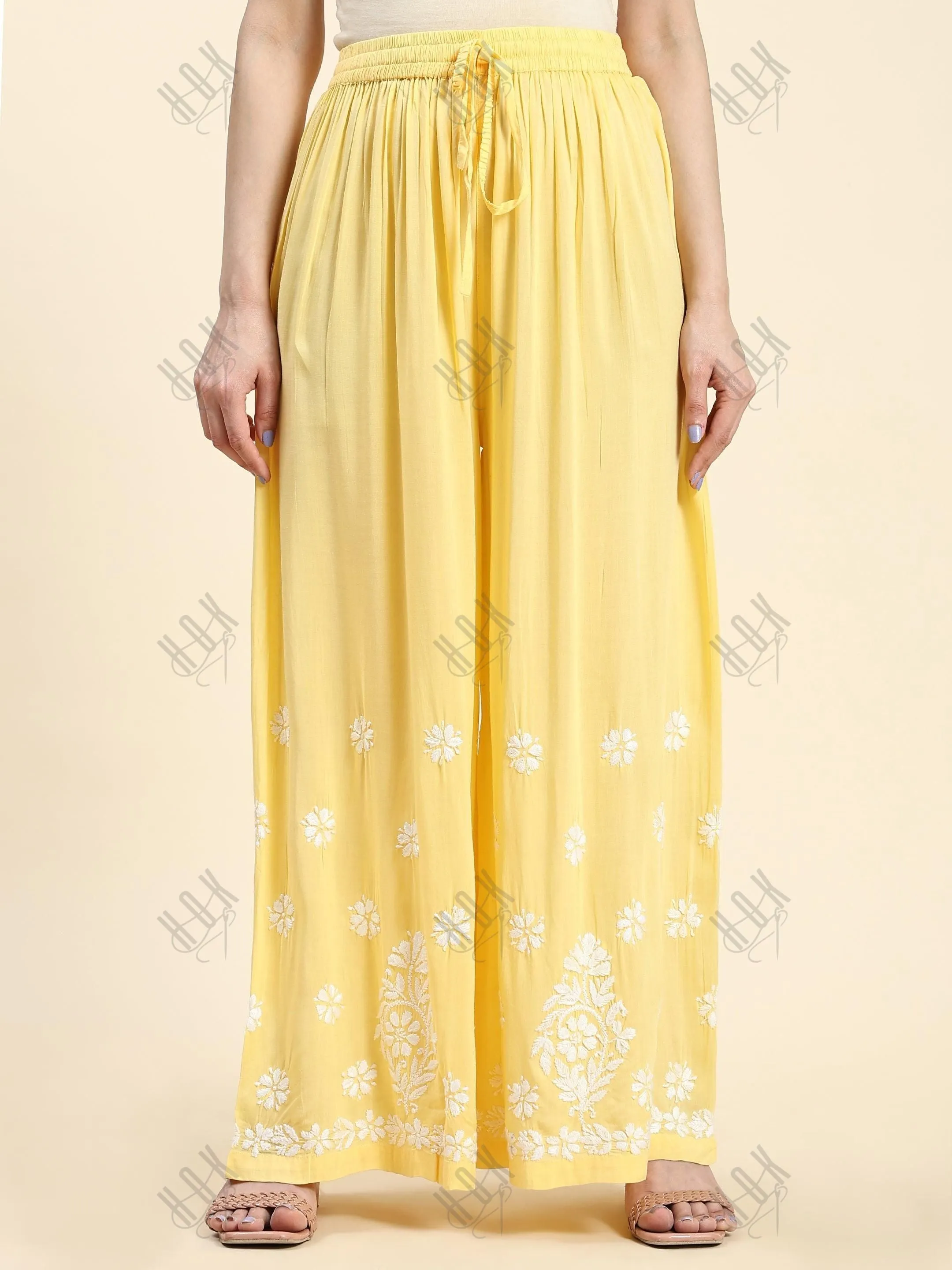 Taru in Chikankari Kurta Set Modal Cotton - Yellow